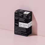 Orbe Ultimate 1 eyelash adhesive box revealing ingredients . A PureForm® eyelash adhesive